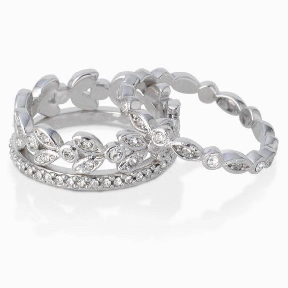 Stella & Dot Claudia Stackable Silver CZ Rings Bands - Picture 5 of 7